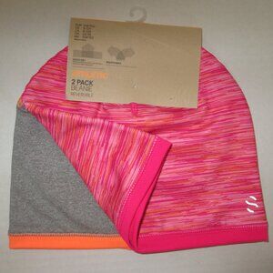 NWT H&M girls boys lot of 2 pink gray orange athletic beanie hat sz 8-12 New